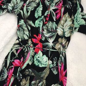 Tropical Leaf Print Maxi Dress